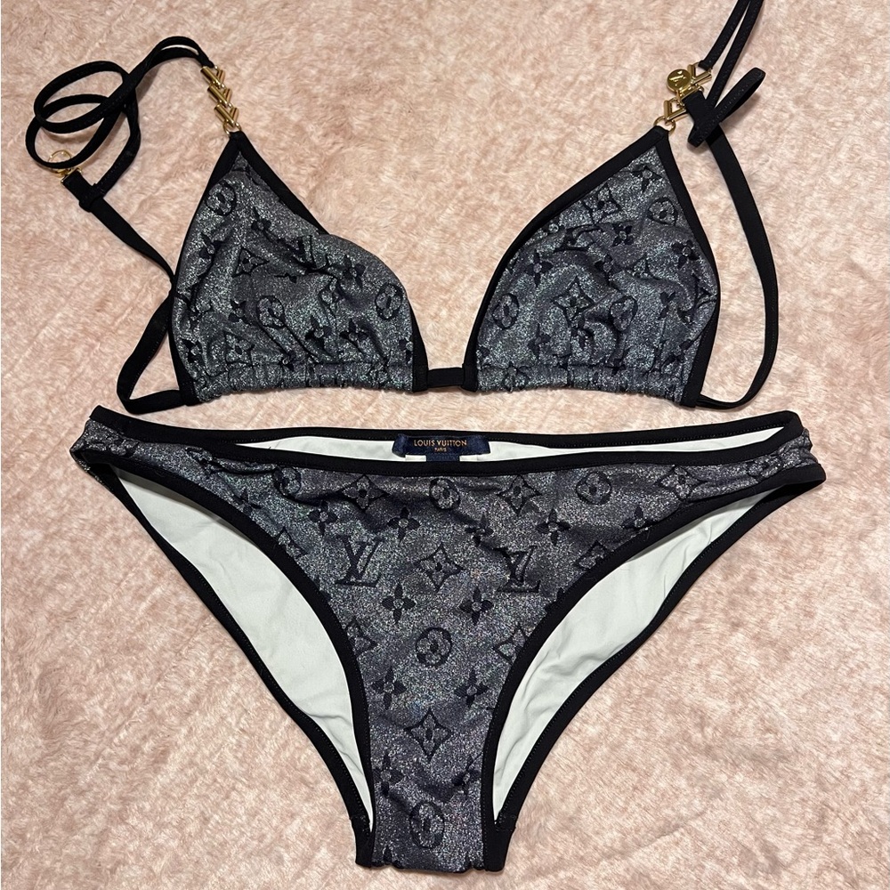 Louis Vuitton Black and Gray Women's Bikini Set